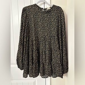 Neutral cheetah babydoll blouse